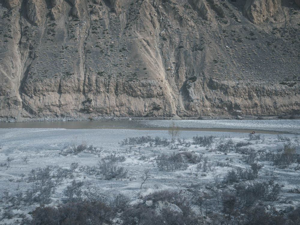 River bank next to Pamir mountain.